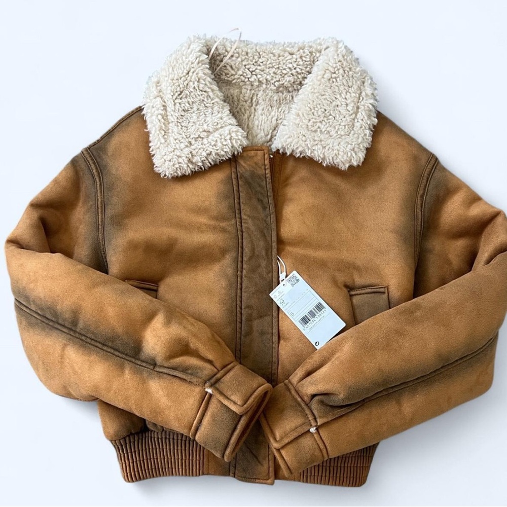 Mango Tan Aviator Jacket NWT